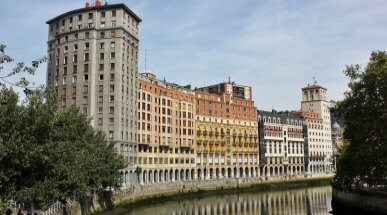 Riverside Buildings in Bilbao, Biscay, Spain