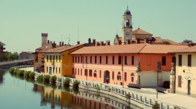 View of Gaggiano, Lombardy, Italy