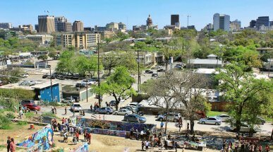 View from Graffiti Park at Castle Hill, Austin, Texas