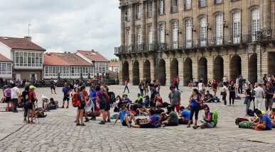 Pilgrims in Santiago de Compostela, Spain