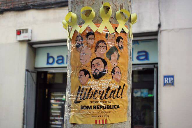 Catalan Independence in Barcelona - Tree Altar: Freedom for the Political Prisoners