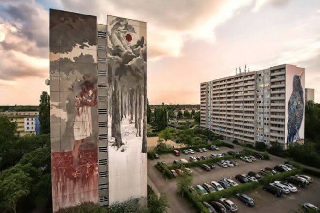 Berlin Street Art: Aerial View of Urban Nation's Art Park Tegel